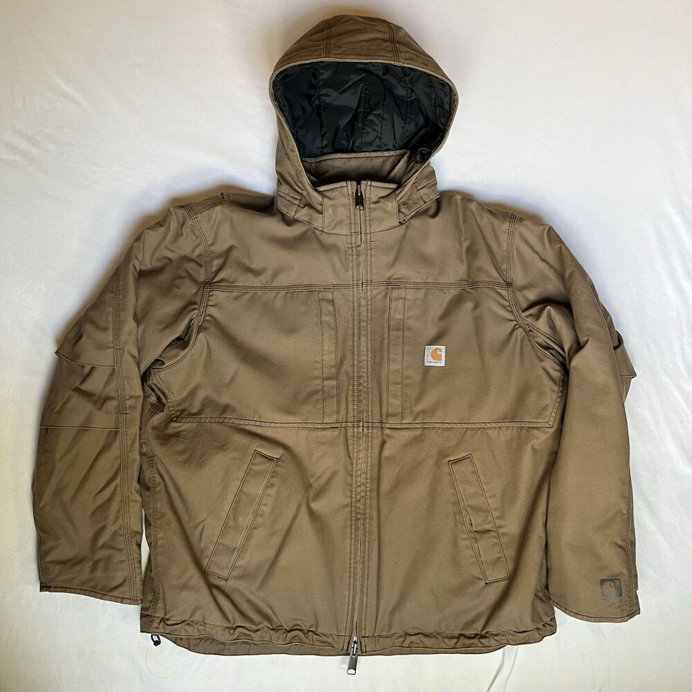 Carhartt Full Swing Cryder Jacket Mens XL Brown 3M Thinsulate Hooded Work 102207